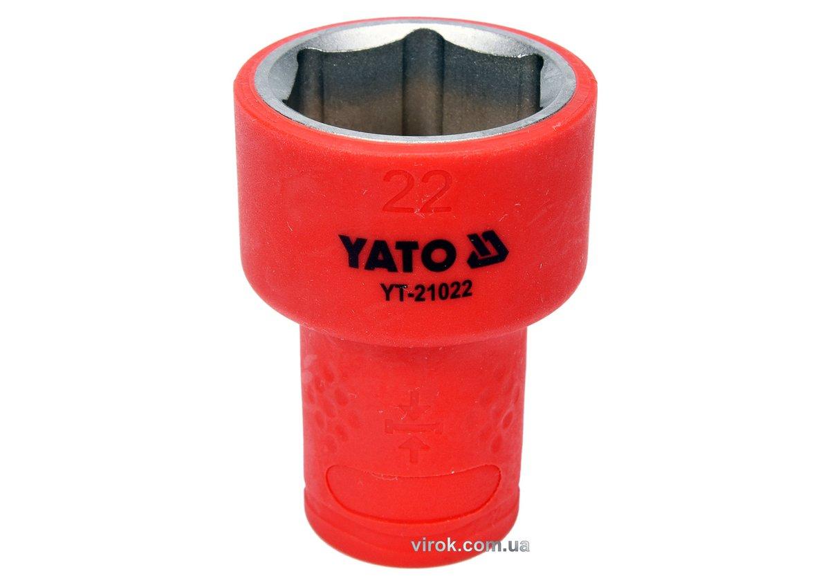 Головка торц. діелектр. YATO : квадрат 3/8", М= 22 мм, L= 45/28 мм,VDE корпус до 1000V (DW)