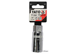 Головка торцева до "свічок" двигуна YATO : квадрат- 1/2", М21, CrV [Блістер] [10/120]