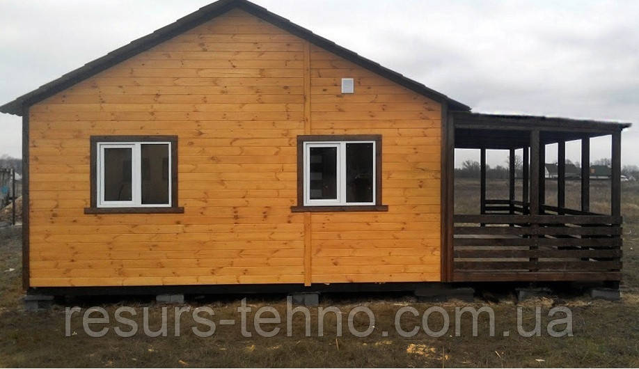 Дачный домик 8м х 6м из блокхауса с террассой - фото 3 - id-p446114758