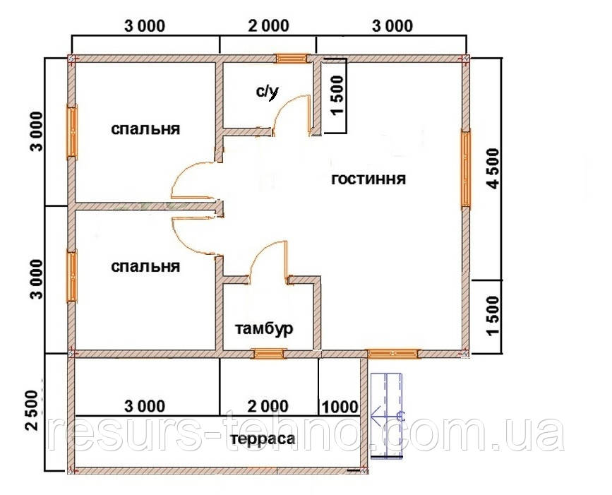 Дачный домик 8м х 6м из блокхауса с террассой - фото 4 - id-p446114758