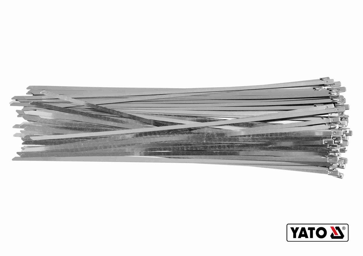 Хомут затискний YATO : смужка- 4.6 х 550 мм з нержавіючої сталі, пак. 100 шт(DW)