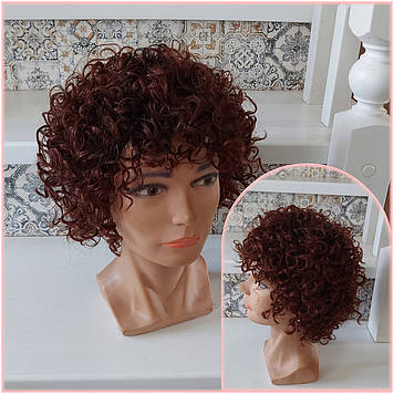 Перука з натурального волосся кучерявий шоколадний мікс MAGDA-TT1B/33