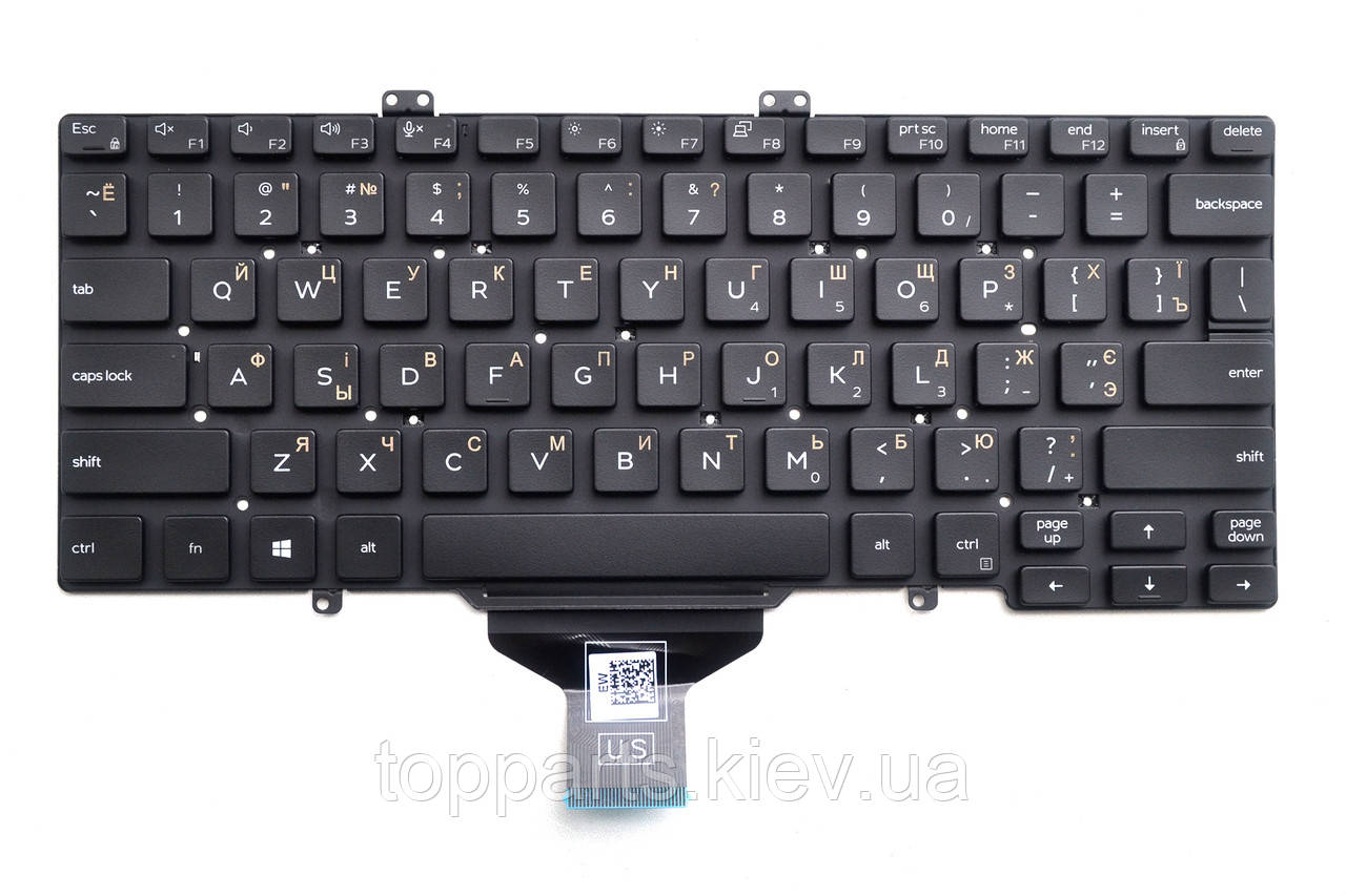 Клавіатура для ноутбуків Dell Latitude 3400, 5400, 5401, 5411, 7400, 7410, 5410, 5402 Series без рамки UA/RU/US