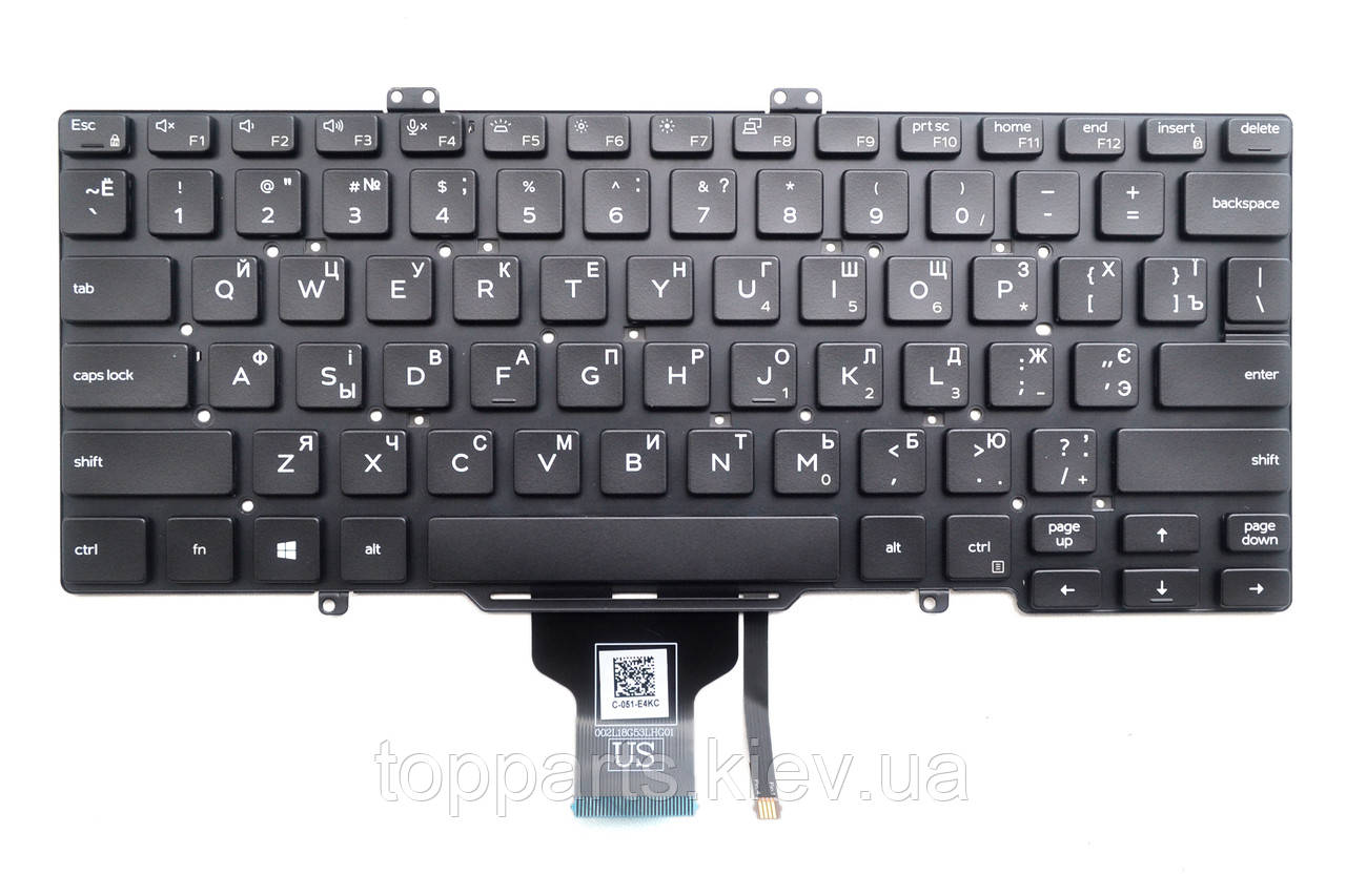 Клавіатура для ноутбуків Dell Latitude 3400, 5400, 5401, 5411, 7400, 7410, 5410, 5402 Series без рамки UA/RU/US