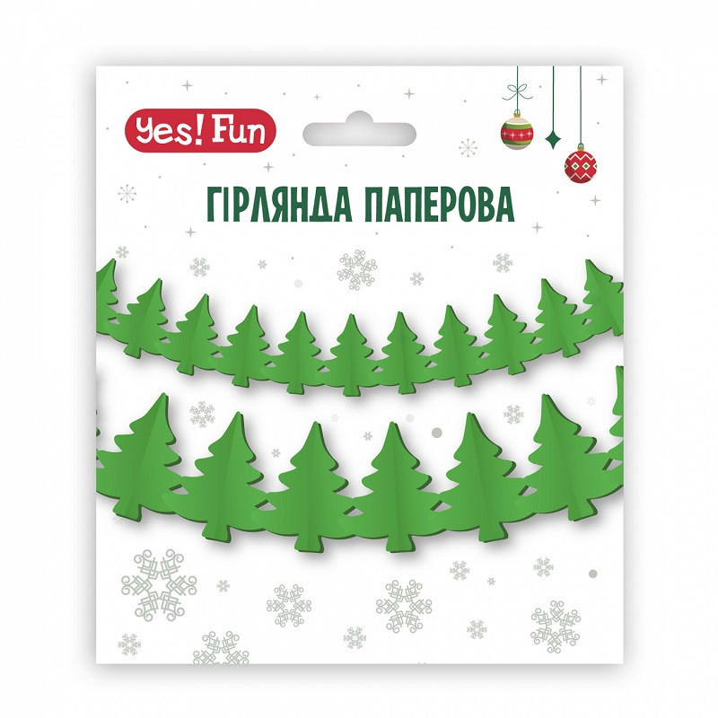 Гирлянда папера 3D Ялинки YES Fun 4 м зелена (974926)
