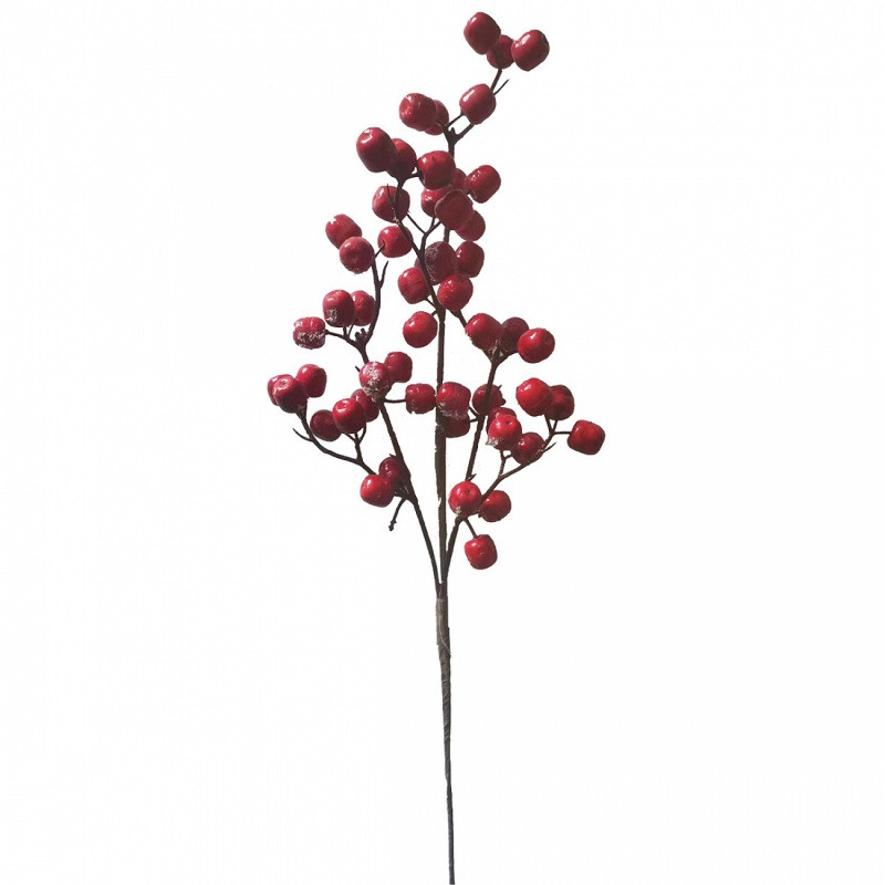 Гілка декоративна Червоні ягоди YES Fun 48 см засніжені (974997)