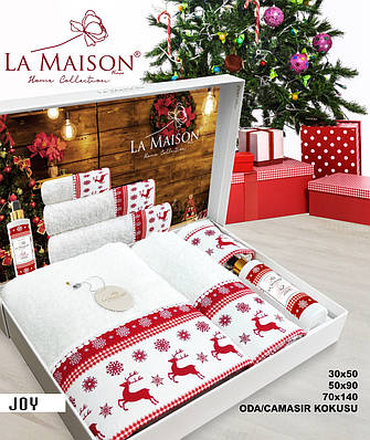 Подарунковий новорічний набір рушників La Maison з ароматом Joy (3 шт)