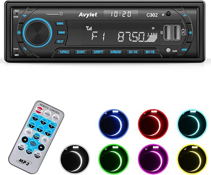 Автомобільне радіо Avylet C302. Bluetooth 5.0, стереосистема з функцією гучного зв'язку та годинником, FM/AM