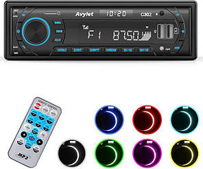 Автомобільне радіо Avylet C302. Bluetooth 5.0, стереосистема з функцією гучного зв'язку та годинником, FM/AM
