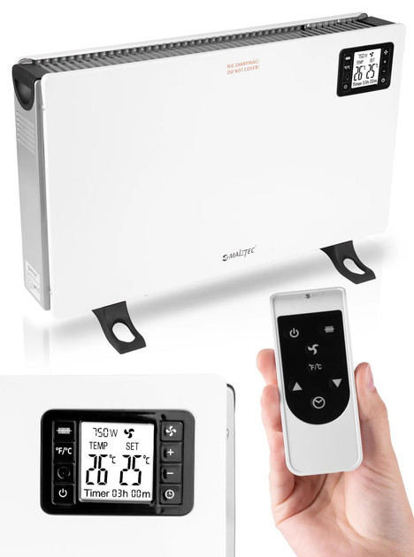 Конвекторний обігрівач Maltec CH2000DW Turbo 2000 Вт електричний пульт ДК таймер 3 режими білий
