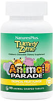 Пробіотики для дітей Natures Plus Animal Parade Tummy Zyme 90 жув таб тропічні фрукти