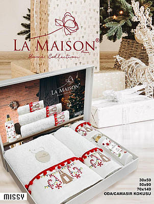 Набір рушників новорічний подарунковий La Maison з ароматом Missy (3 шт)