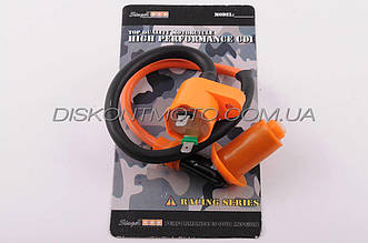 Котушка запалювання (тюнінг) Honda DIO ,TACT ,LEAD ,4T GY6 50-150 139QMB/157QMJ (помаранчева, +свічник) STAGE-9