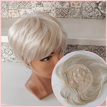 Накладка на маківку на зажимах з термоволосся холодний блонд RY603- MIX 613/122