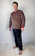 Піжама чоловіча махрова тепла червона зимова в клітинку, домашній костюм 48-58р.