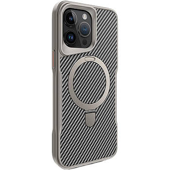 Чохол накладка з кільцем Metal Buttons with MagSafe Carbon Ring для Apple iPhone 16 Pro Max Grey (Сірий)