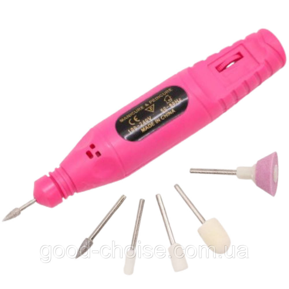 Фрезер для манікюру та педикюру 20000 об/хв, Рожевий / Апарат манікюрний / Фрезер-ручка для нігтів, фото 1