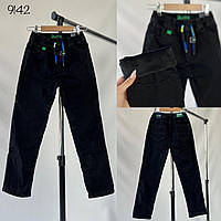 Джинси утеплені чорні для хлопчика підлітка теплі зимові штани підліткові на гумці на 11-16 років