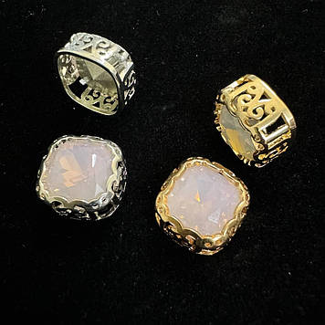 Стрази в ажурних цапах Люкс, 12 мм, М'який квадрат, колір Pink Opal, 1 шт.