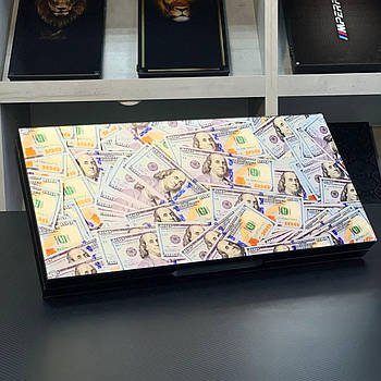 Нарди дерев'яні зі скляним ігровим полем, 50х24см, Долар