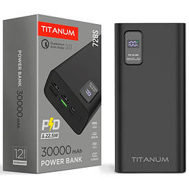 Повербанк 30 000 mAh TITANUM 728S 22.5W Black (Quick charge 3.0, 4xUSB-A, Micro USB, USB-C)