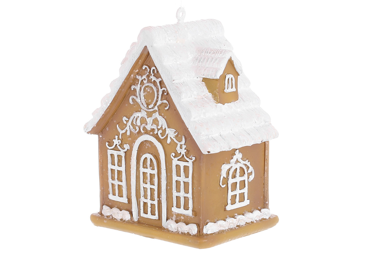 Фігурка-підвіска полістоун "Пряничний будиночок" 6х4х7,5см,імбирно-коричневий №K07-583/Bonadi/(6)(24), фото 1