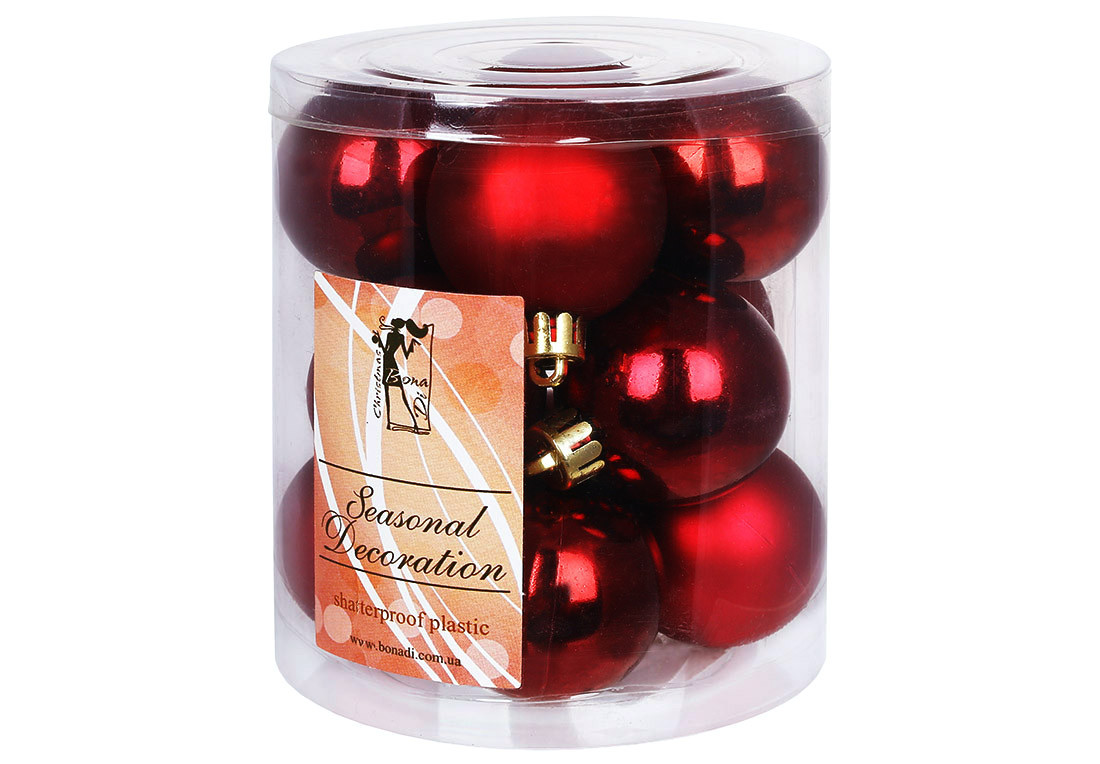 Набір куль пласт. в колбі 4см 12шт марсала №47-108/Bonadi/(72), фото 1