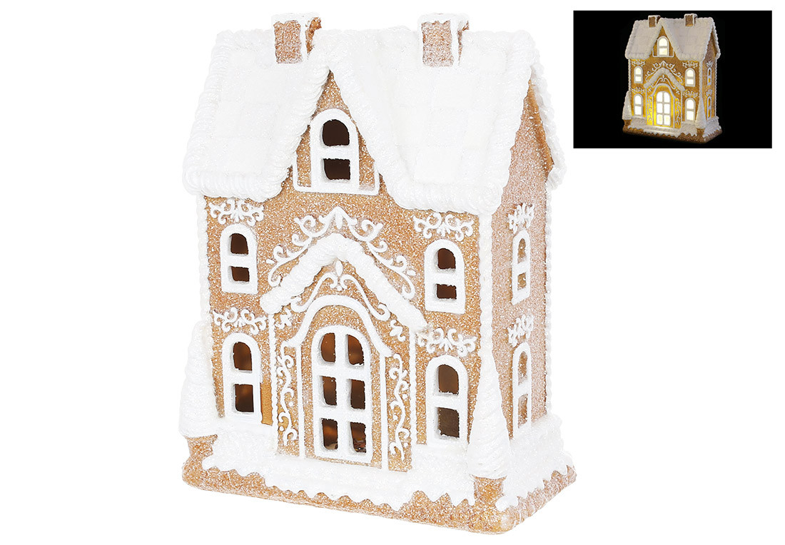 Фігурка-підвіска полістоун "Пряничний будиночок" LED,з гліттером 17х9,5х22см №837-297/Bonadi/(6), фото 1