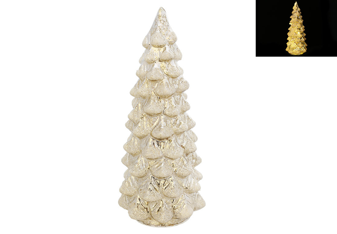 Ялинка декор. скло 26см, LED, гліттера,шампань антик №108-803/Bonadi/(12), фото 1