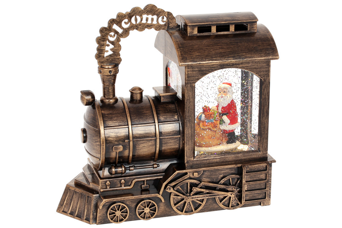 Декор новорічний "Паровоз Санти" LED підсвічуванням і гліттером,що летить 24,5см №919-022/Bonadi/(6), фото 1