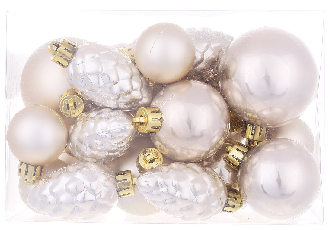 Набір куль і шишок пласт. в колбі 25шт шампань №47-178/Bonadi/(72), фото 1