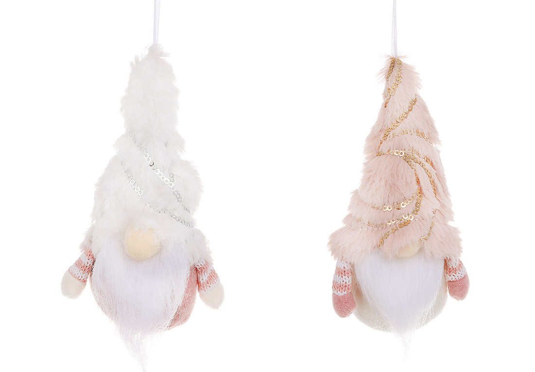 Іграшка м'яка декор. підвіс "Гномик" 15см,2види,білий з рожевим №822-424/Bonadi/(12), фото 1