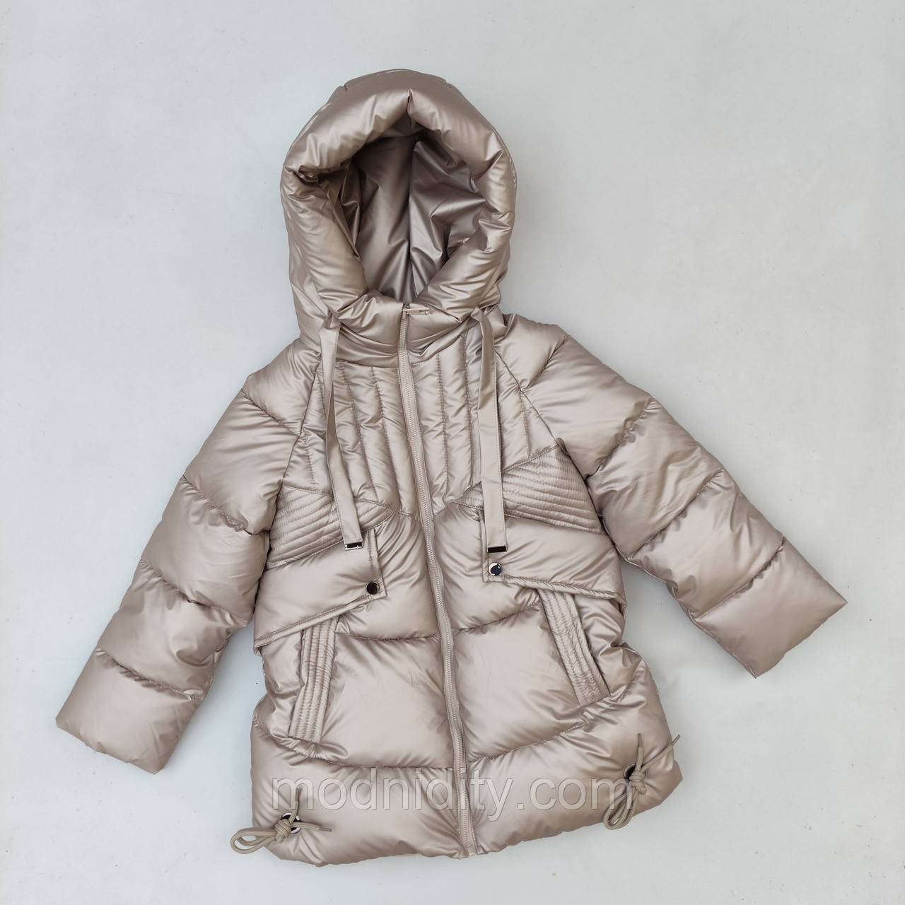 Зимова підліткова куртка пальто зимовий пуховик для дівчинки підлітка на 128-146 роки "Еліс" на флісі дитяча 140-146, фото 1