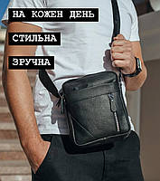 Класична чоловіча шкіряна сумка через плече Tiding Bag TM-43086 чорна, фото 9