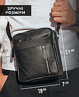 Класична чоловіча шкіряна сумка через плече Tiding Bag TM-43086 чорна, фото 5