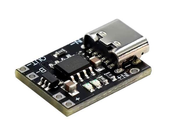 Міні модуль зарядного пристрою для літієвої батареї із захистом (вхід Type-C) 5 V 1 A TP4056Н 1,95х1,4см, фото 1