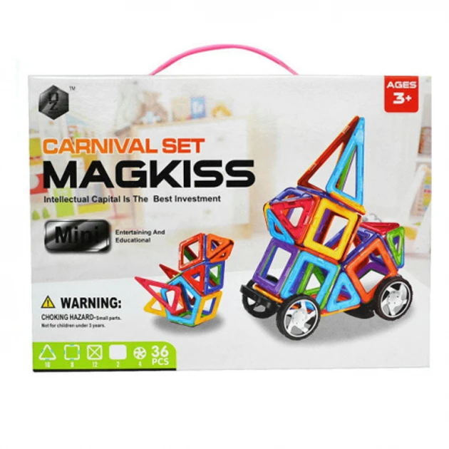 Конструктор магнітний HD340A  36 mini деталей,у коробці