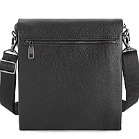Барсетка шкіряна через плече 22х26х5 / сумка чоловіча крос-боді / шкіряна сумочка-планшет через плече чорна, фото 3