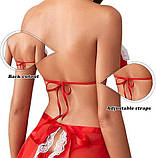 Жіночий червоний ігровий костюм покоївки з чоппер і пов'язки на руки, фото 5