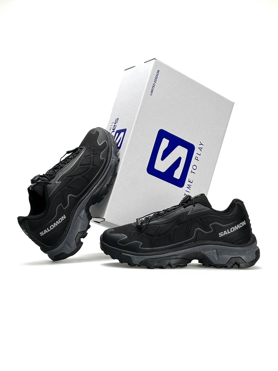 Чоловічі кросівки Salomon XT-SLATE Black Grey, чоловічі кеди нейлон текстиль Соломон чорні. Чоловіче взуття