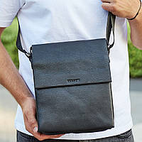 Чоловіча шкіряна сумка-месенджер через плече BEXHILL TM-77298 чорна