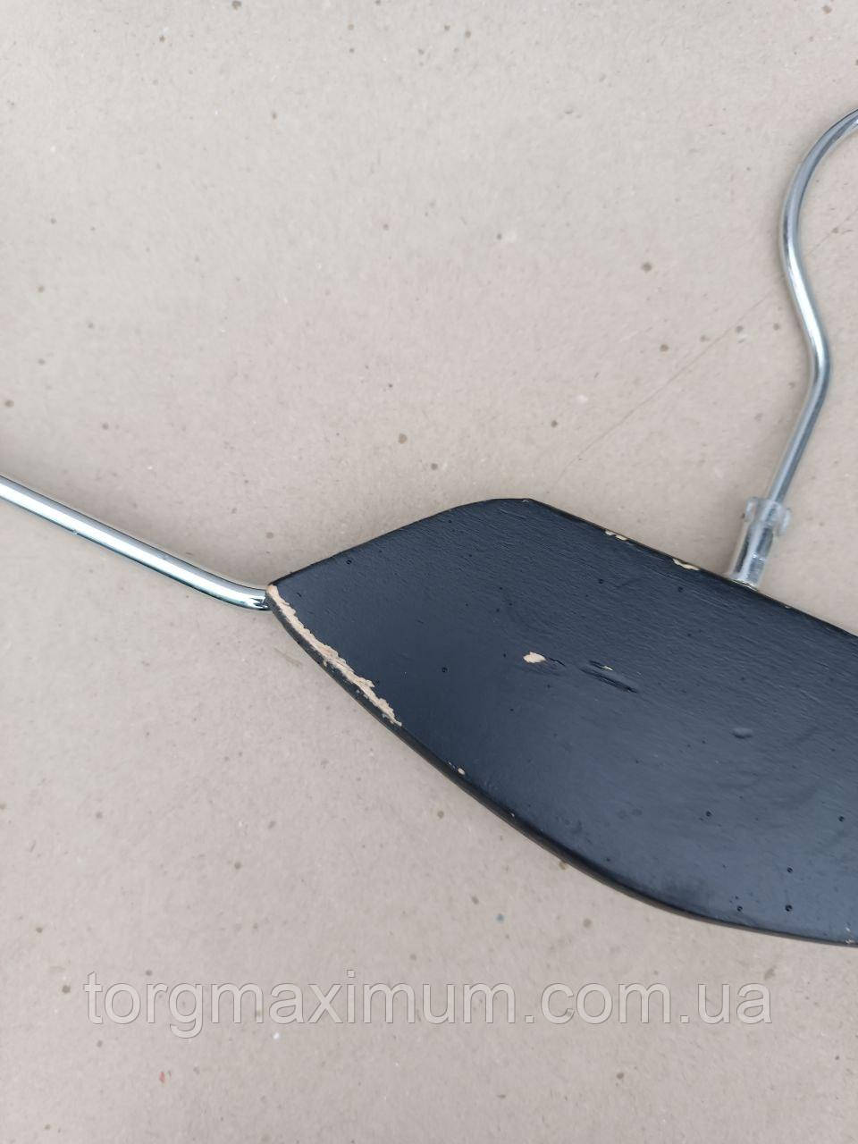 Плечики для штанів металеві з дерев'яною вставкою чорні 35 (см), фото 1