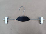 Плечики для штанів металеві з дерев'яною вставкою чорні 35 (см), фото 3