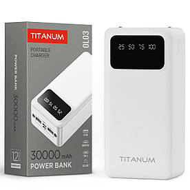 Повербанк 30 000 mAh TITANUM OL03 22.5W White (Portable charger, Micro USB, USB-C, 2xUSB-A)