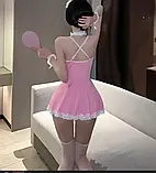 Костюм покоївки для дорослих ігор у рожевому кольорі сукня з нашийником, фото 6