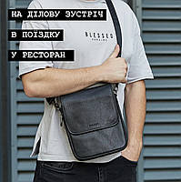 Чоловіча шкіряна сумка через плече Tiding Bag TM-36922 чорна, фото 9