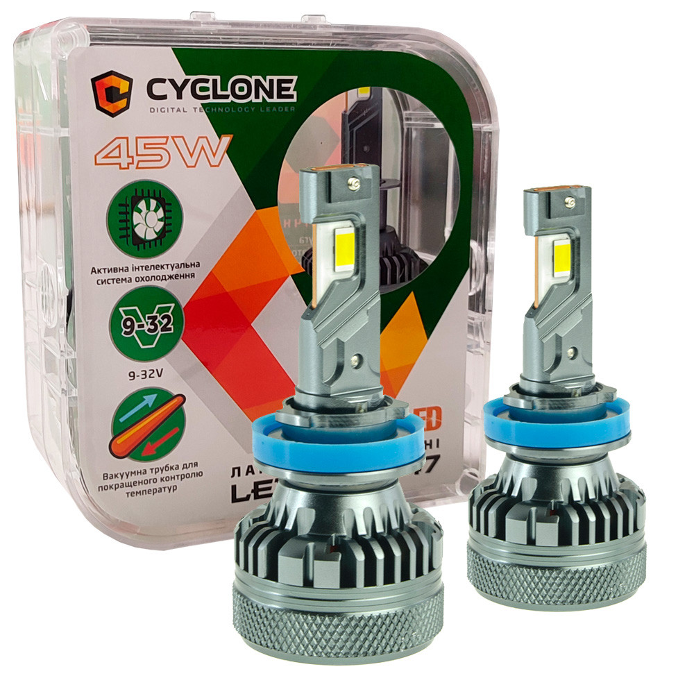 Лампа світлодіодна для фар Cyclone LED Type 47 H9 5500K 9800LM 2 шт комплект, фото 1