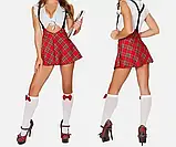 Костюм для рольових ігор школярка, спідниця з підтяжками та бічною блискавкою, блузка, фото 5