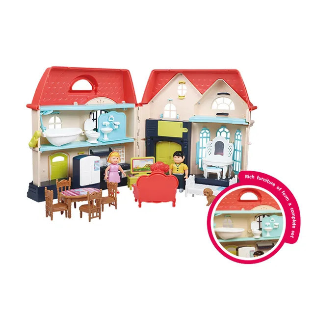 Інтерактивний будиночок My Sweet Home з меблями персонажами Ляльковий іграшковий дім фігурки сім'ї підсвічування звук, фото 1