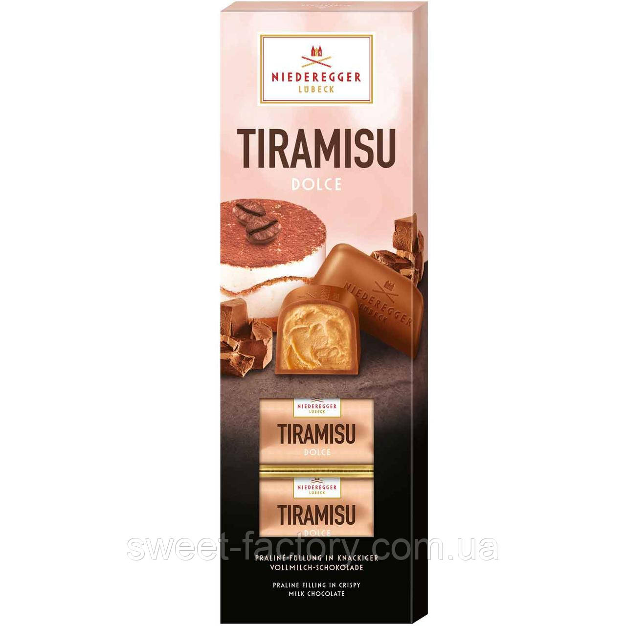 Шоколадні цукерки Niederegger Tiramisu Dolce Vollmilch 100g